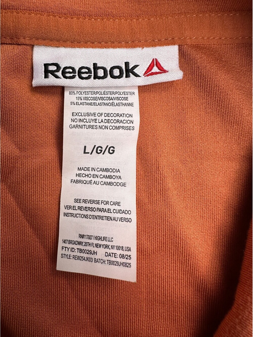 Reebok Track Jacket Size Large Rust Orange Full Zip Striped - Picture 5 of 8